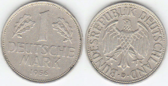 1956 D Germany 1 Mark A000306